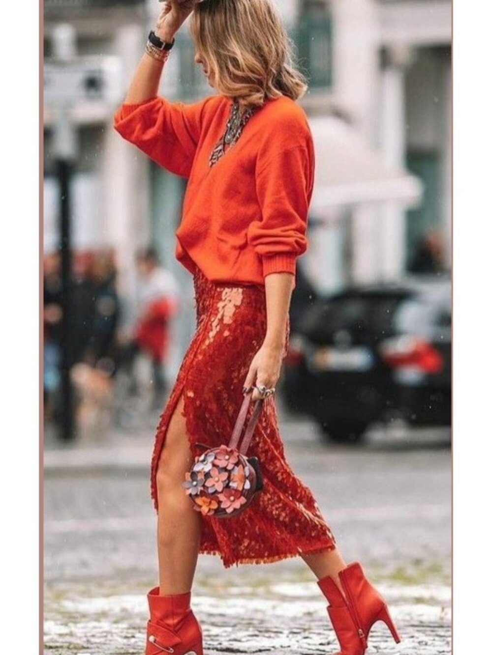 Anthropologie Maeve Sequin Midi Skirt Size 12 Coral Orange Paillette Party - Picture 9 of 14